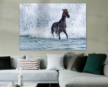 Paard in de golvende zee van Marcel van Balken