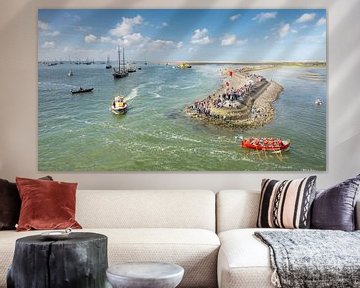 Harbour Terschelling with red rowing boat by Wad of Wonders