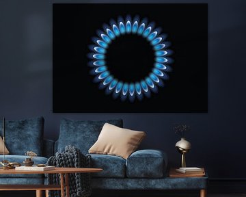 Gas burner with blue flame, gas flame by Mark Rademaker