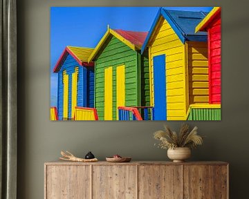 Brightly colored beach houses in Muizenberg