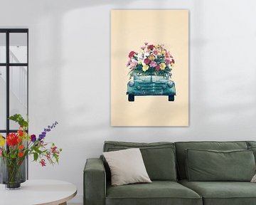 Retro car with flowers van Dreamy Faces