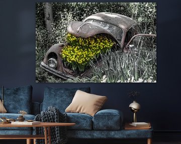 Old Beetle with flowers by Lindi Hartman