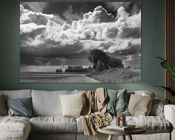 Dutch polder landscape with clouds sur Georges Hoeberechts