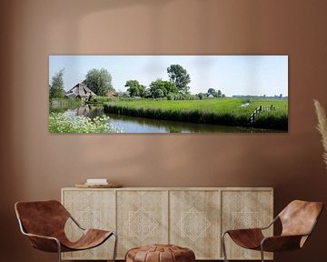 Panorama van een Nederlands landschap in de lente van Cora Unk