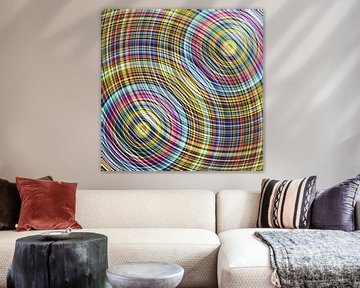 Interferentiepatroon van twee cirkels in kleur van Andree Jakobson