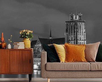 Panorama Grote Kerk of Dordrecht in black and white - 1 by Tux Photography