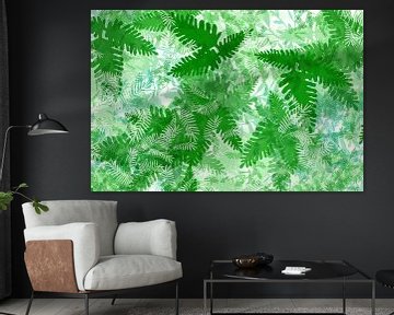 Plant Leaves Fern Green Illustration Witte tropische jungle van Andrea Schuller