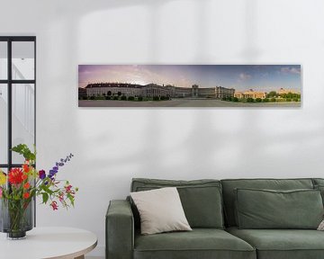 panorama hofburg en bibliotheek wenen met zonsopkomst