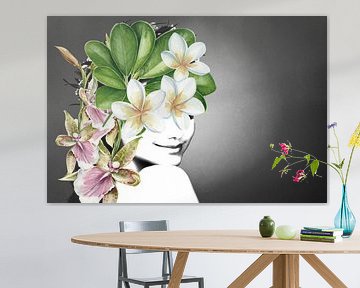  Woman with orchid and pumeria flowers by Dreamy Faces