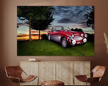 Austin Healey 3000 oldtimer zonsondergang  Auto fotografie van Thomas Boudewijn
