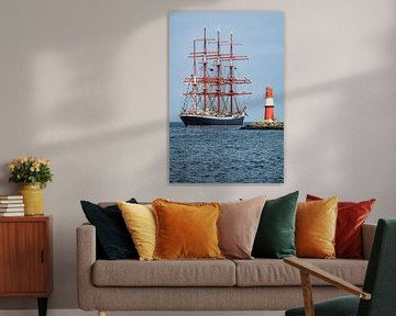 Sailing ship on the Hanse Sail in Rostock, Germany van Rico Ködder