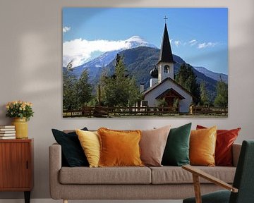 church with volcano in the background by Antwan Janssen