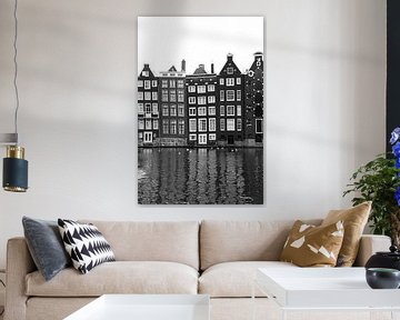 Amsterdamse huisjes zwart wit van Lisa Poelstra