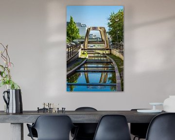 View to a bridge in Rostock, Germany by Rico Ködder