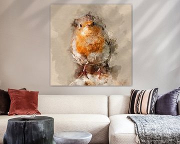 Portret van een pasgeboren roodborstje van Art by Jeronimo