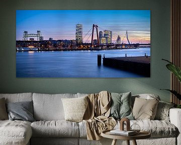 Rotterdam skyline during the blue hour by Mark De Rooij