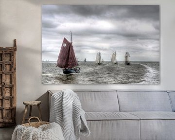 Sailing ships on the Wadden Sea by Watze D. de Haan