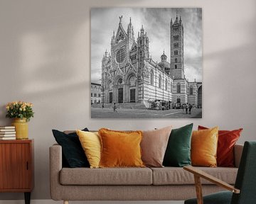 Italien im Quadrat schwarz und weiß, Duomo di Siena von Teun Ruijters