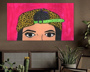 Woman with panther cap