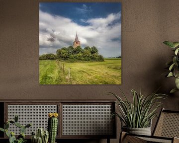 Kerktoren van Tsjerkebuorren in Friesland