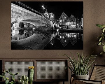 Belgie - Gent bij Nacht - Sint-Michielsbrug van Fotografie Krist / Top Foto Vlaanderen