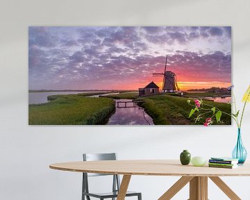 Windmühle Het Noorden Texel Sonnenuntergang von Texel360Fotografie Richard Heerschap