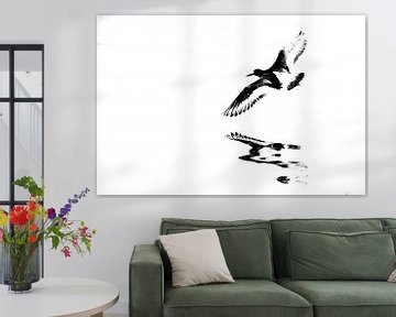 Huîtrier en vol au dessus de l'eau (rectangle) sur Fotografie Jeronimo