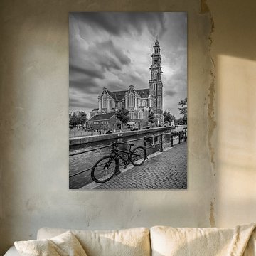 AMSTERDAM Westerkerk und Prinsengracht | monochrom