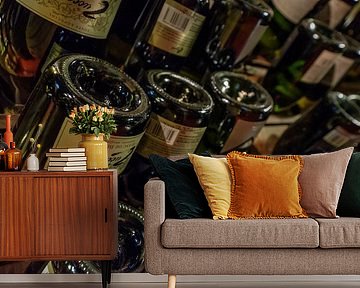 Wijnflessen in een rek van Erwin's Reisfotografie