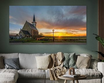 Kerk Den Hoorn Texel Zonsondergang van Texel360Fotografie Richard Heerschap