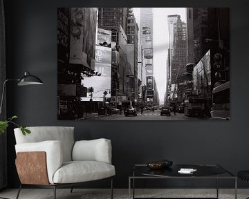 Times Square, New York, zwart wit (analoog) van Lisa Berkhuysen