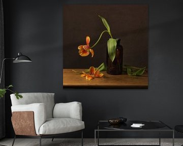 Still life orange tulip by Monique van Velzen