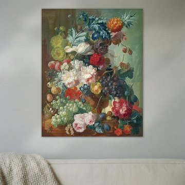 Fruit en Bloemen in een Terracotta Vaas, Jan van Os