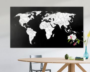 Geometric World Map | Black by WereldkaartenShop