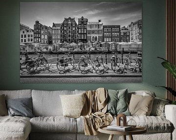 AMSTERDAM Singel Canal with Flower Market | monochrome by Melanie Viola