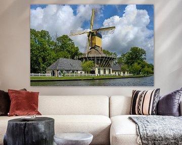Old windmill Het Haantje with clouds, Weesp by Martin Stevens