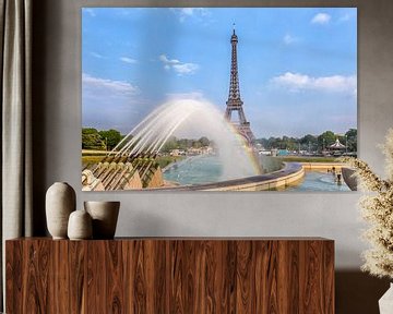 PARIJS eiffeltoren met regenboog van Melanie Viola
