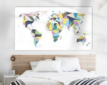 Geometric World Map in pastel colors by WereldkaartenShop