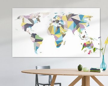 Geometrische Wereldkaart in pastelkleuren