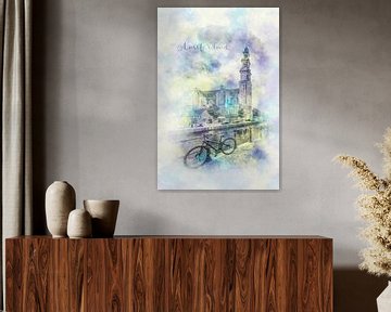 AMSTERDAM Prinsengracht | aquarel stijl van Melanie Viola