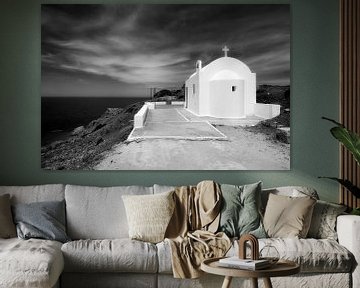 Chapel near Fokia, Karpathos, Greece in Black and Wide
