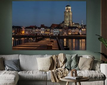 Skyline of Deventer, The Netherlands in the night by VOSbeeld fotografie