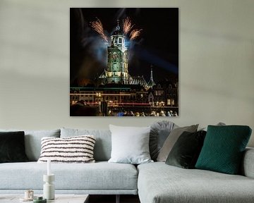 Vuurwerk op de toren van Deventer