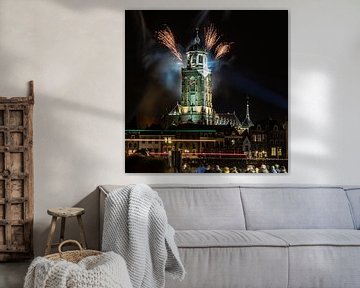 Vuurwerk op de toren van Deventer