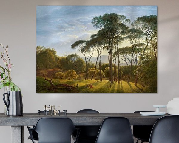 Italian landscape with parasol pines, Hendrik Voogd, digitally restored