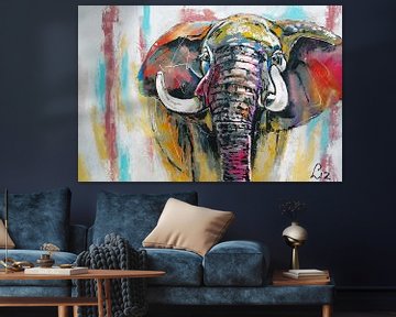 Elephant by Vrolijk Schilderij
