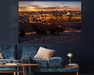 Jeruzalem skyline bij zonsondergang van Jack Koning