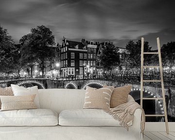 AMSTERDAM Idyllic nightscape from Keizersgracht and Leliegracht | Monochrome