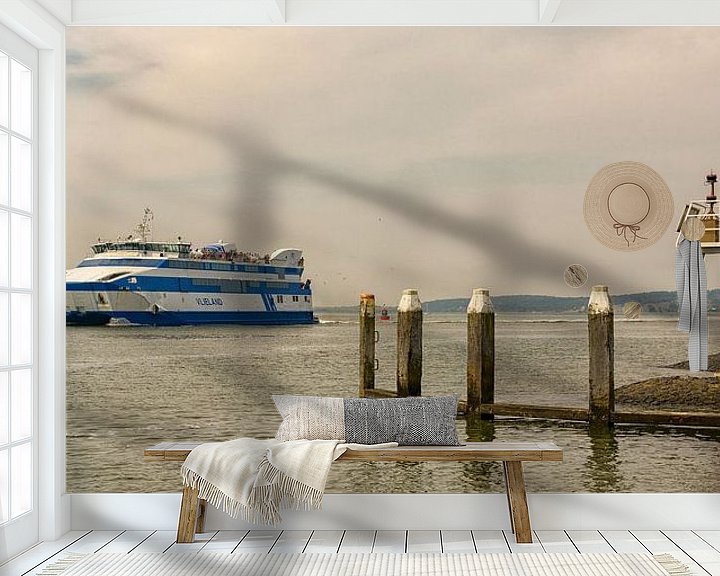 Sfeerimpressie behang: Veerboot Vlieland op naar Harlingen van Roel Ovinge