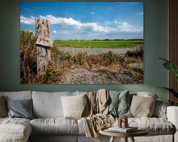 Hollands landschap met weilanden en wolkenlucht